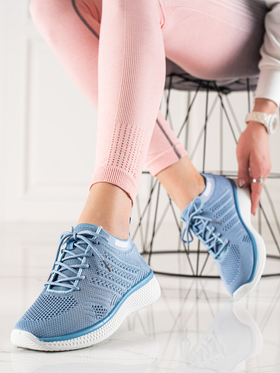 Sznurowane buty sportowe damskie  niebieskie